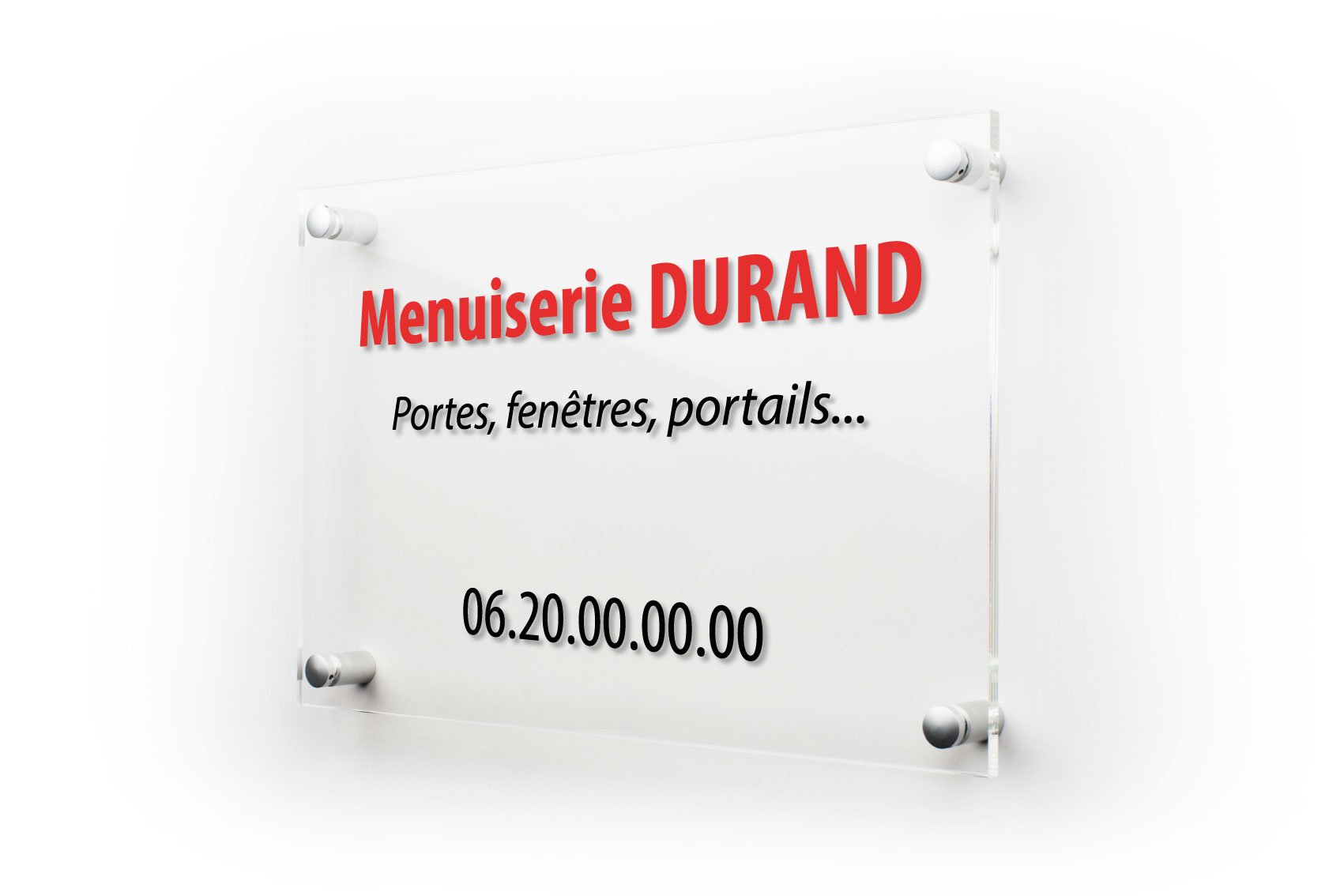 Plaque professionnelle en plexiglass.