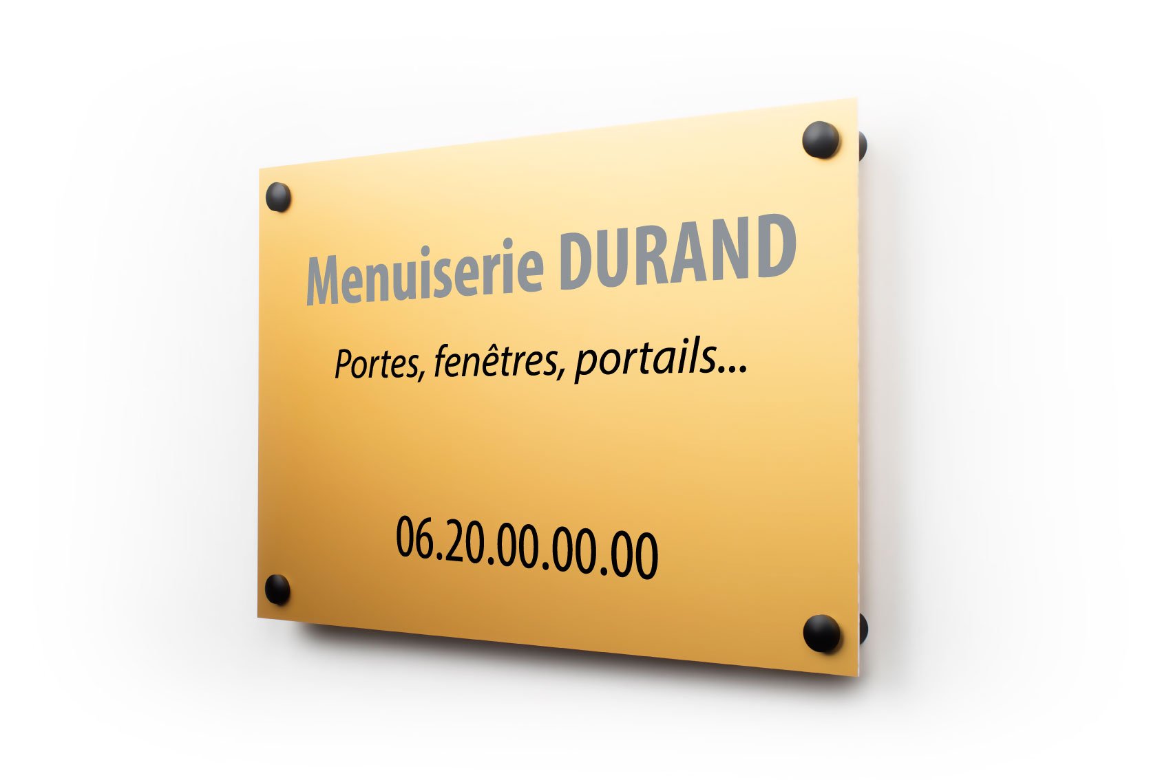 Plaque professionnelle de société en aluminium doré