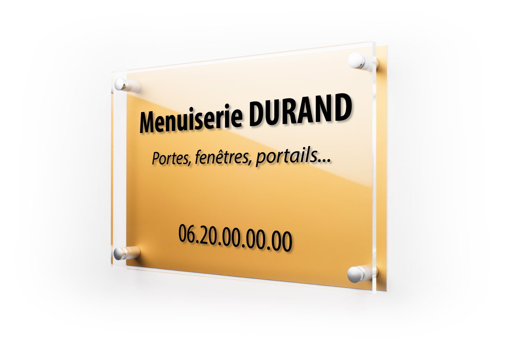 Plaque professionnelle plexiglass dorée